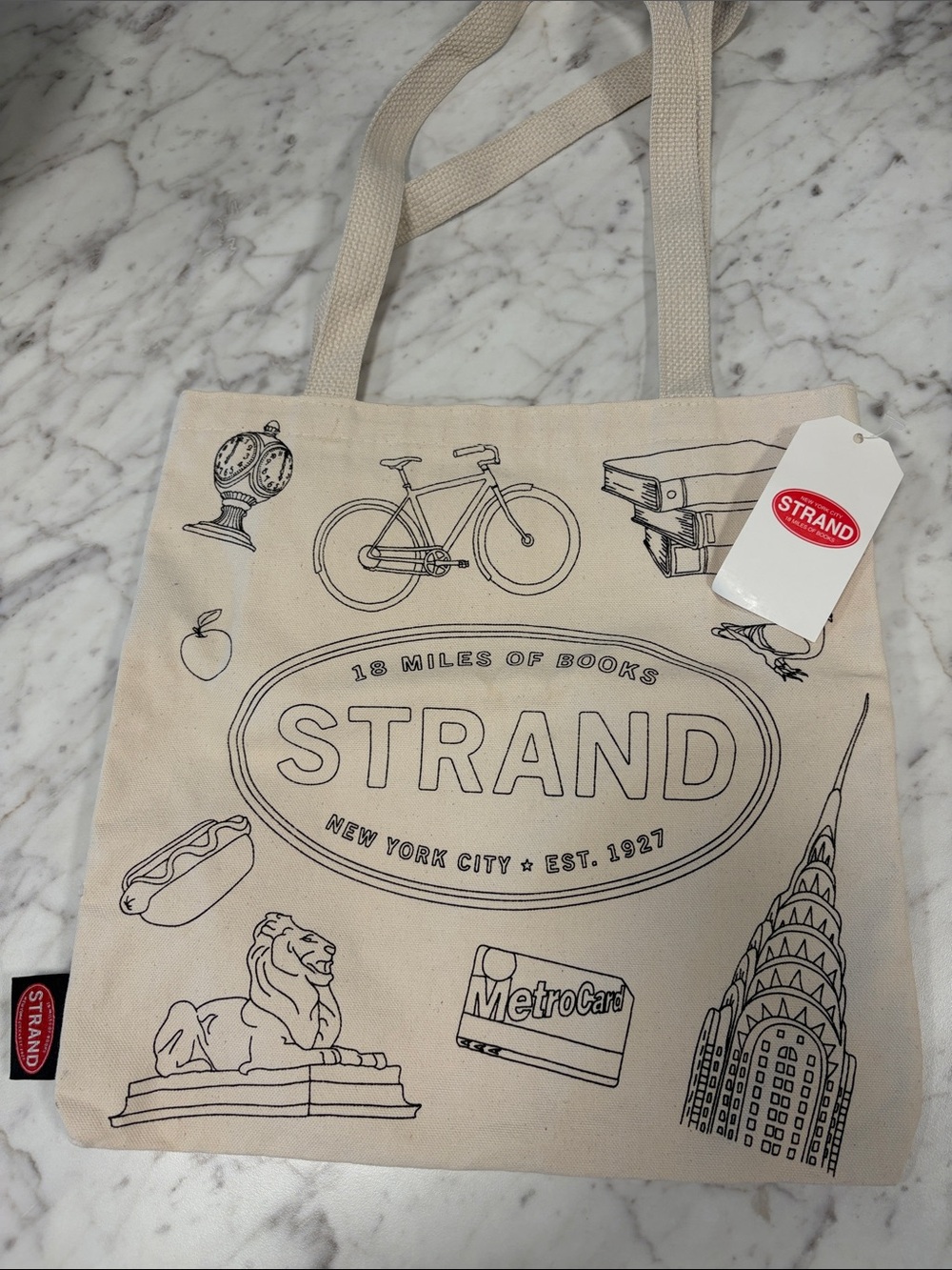 Strand Canvas Tote Bag - Natural with Black Print